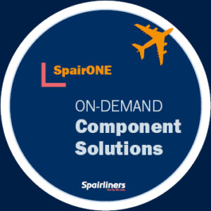 SpairONE logo with A380 icon in orange with the SpairONE tagline and the Spairliners logo on blue background